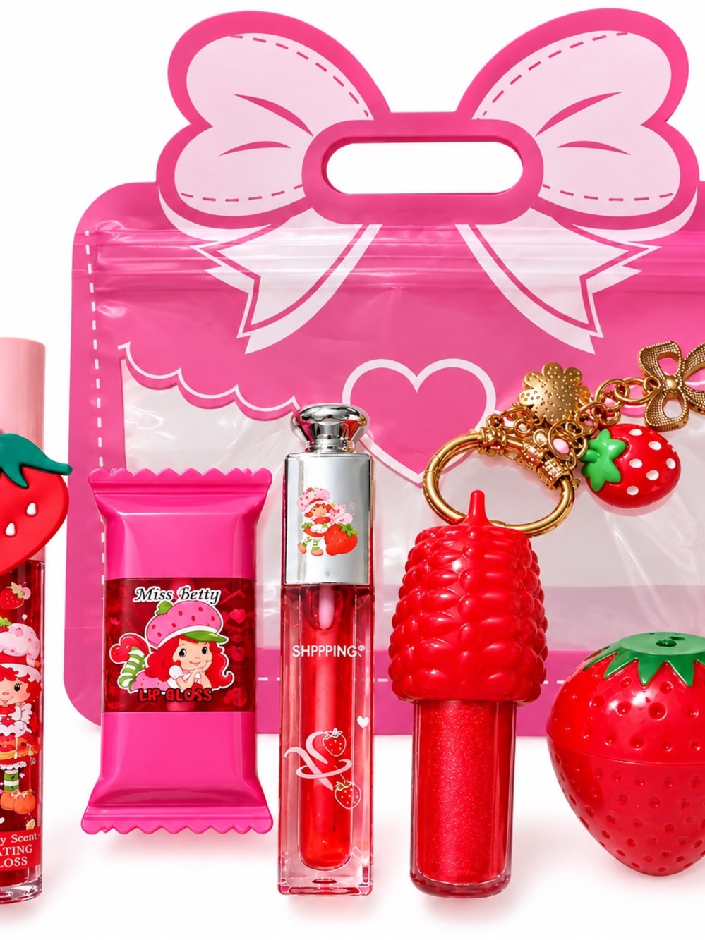 Strawberry Lip Gloss Trio — Pink/Red